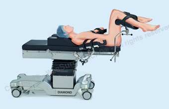 Lithotomy position using seat section extension and leg supports